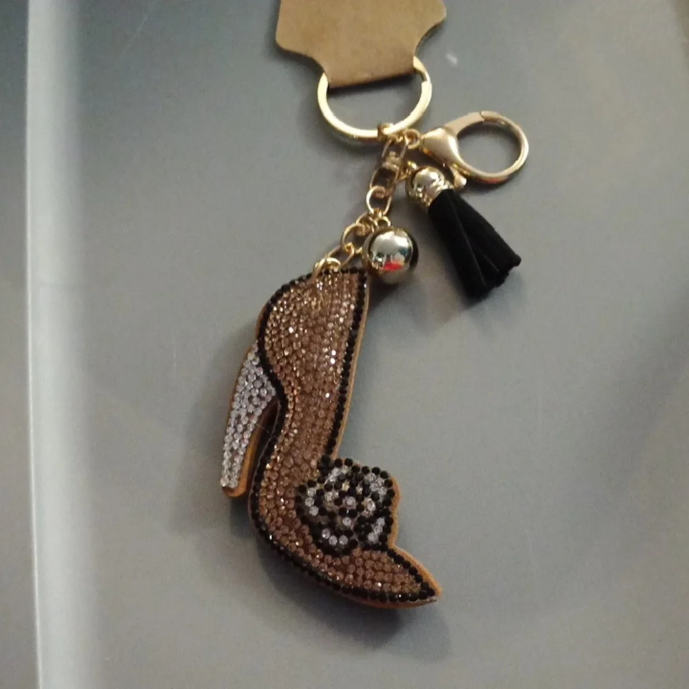 Elegant Rhinestone High Heel Keychain